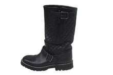 Load image into Gallery viewer, CHANEL シャネル ブーツ キルティング レザー エンジニアブーツ G28566 マトラッセ サイズ 36 レディース ブラック 良品 中古 66774
