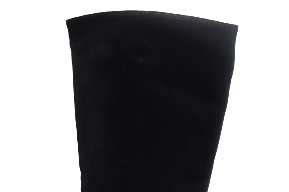 CHANEL long boots size 35 1/2 here mark chain G31295 black suede leather good condition used 66779