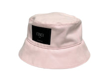 画像をギャラリービューアに読み込む, 新品同様 FENDI フェンディ ロゴ付き バケットハット ピンク コットン サイズM FXQ801 中古 66800