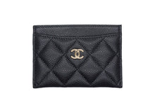 Load image into Gallery viewer, 新品同様 CHANEL シャネル カードケース ココマーク キャビアスキン シリアルランダム ブラック ゴールド金具 中古 66809
