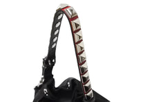 画像をギャラリービューアに読み込む, PRADA プラダ 巾着ショルダーバッグ スタッズ 1BH038 イタリア製 ナイロン レザー ブラック レッド シルバー 美品 中古 66815