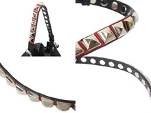 画像をギャラリービューアに読み込む, PRADA プラダ 巾着ショルダーバッグ スタッズ 1BH038 イタリア製 ナイロン レザー ブラック レッド シルバー 美品 中古 66815