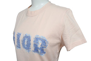 ChristianDior クリスチャンディオール 半袖Tシャツ デニムロゴ トップス 3P16155024 ピンクベージュ サイズ40 美品 中古 66820