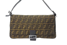 画像をギャラリービューアに読み込む, FENDI フェンディ マンマバケット 40cm ワンショルダーバッグ ブラウン ブラック キャンバス ガンメタル金具 美品 中古 66823
