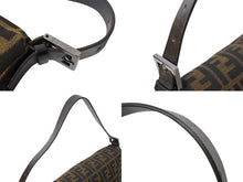 画像をギャラリービューアに読み込む, FENDI フェンディ マンマバケット 40cm ワンショルダーバッグ ブラウン ブラック キャンバス ガンメタル金具 美品 中古 66823