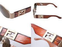 画像をギャラリービューアに読み込む, FENDI フェンディ サングラス SL7131 51 COL.H16 サイドロゴ ブラウン ゴールド イタリア製 美品 中古 66824