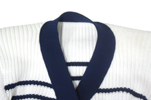 画像をギャラリービューアに読み込む, Sacai サカイ カーディガン ホワイト ネイビー ポリエステル 23-06490 サイズ2 美品 中古 66845