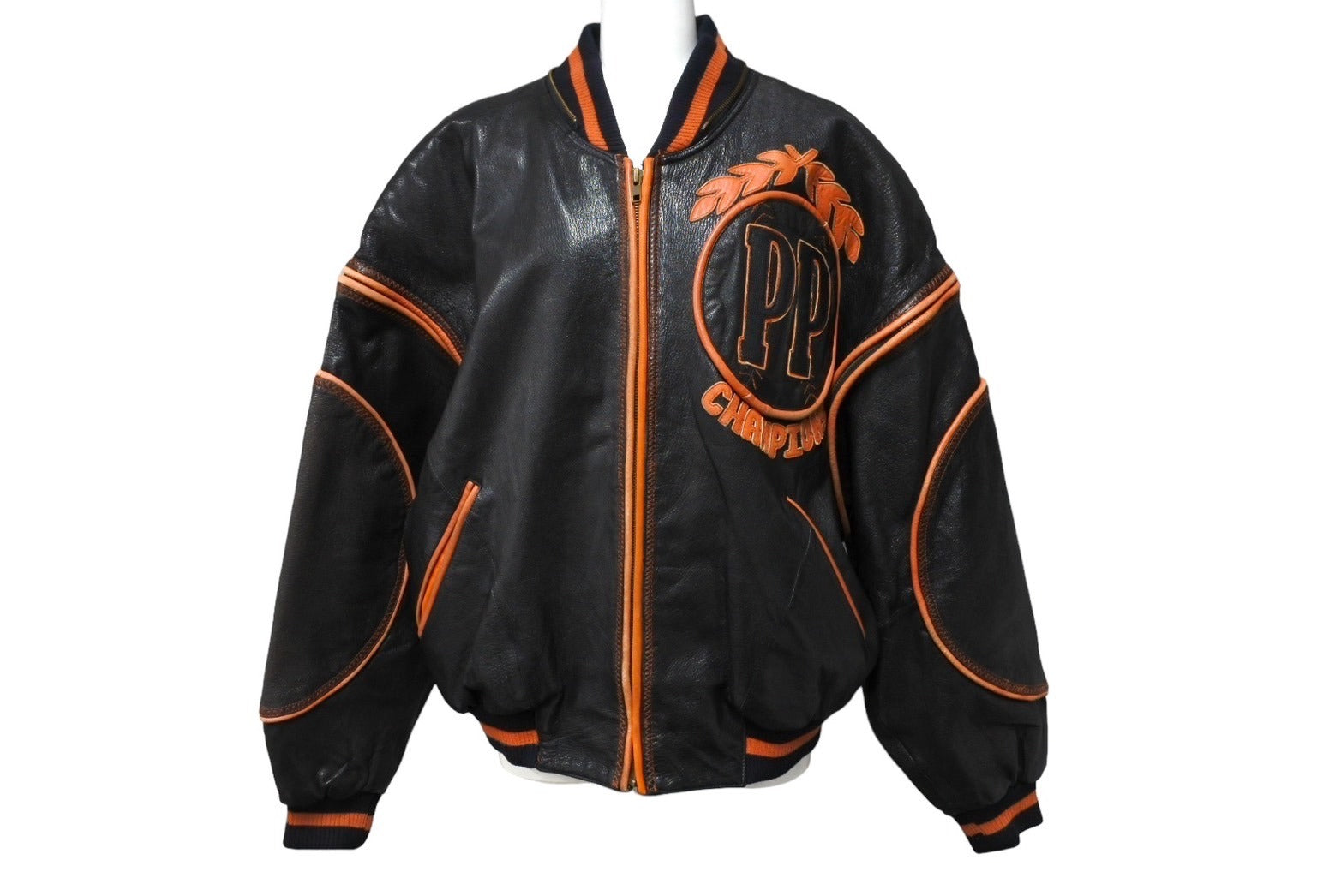 pellepelle ペレペレ スタジャン サイズ38 ヴィンテージ オールレザー ベースボール チャンピオン ブラック オレンジ 美品 中古  66865 – Casanova Vintage