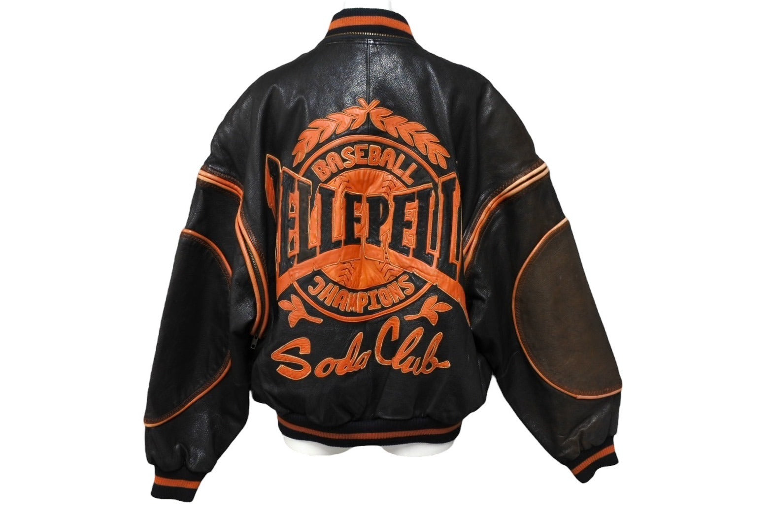 pellepelle ペレペレ スタジャン サイズ38 ヴィンテージ オールレザー ベースボール チャンピオン ブラック オレンジ 美品 中古  66865 – Casanova Vintage