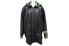 pellepelle leather jacket size 38 black green orange hood removable good condition used 66866