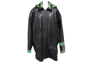 pellepelle leather jacket size 38 black green orange hood removable good condition used 66866