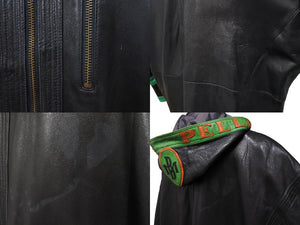 pellepelle leather jacket size 38 black green orange hood removable good condition used 66866