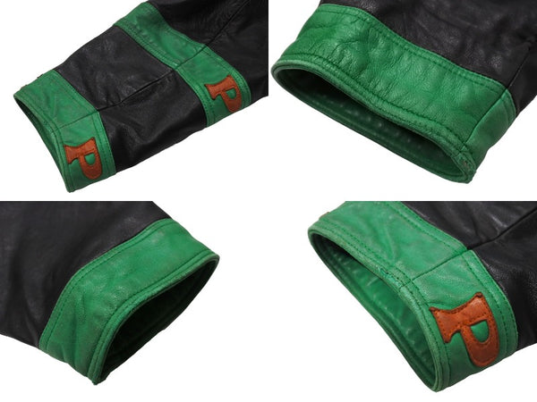 pellepelle leather jacket size 38 black green orange hood removable good condition used 66866
