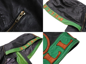pellepelle leather jacket size 38 black green orange hood removable good condition used 66866