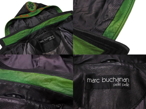 pellepelle leather jacket size 38 black green orange hood removable good condition used 66866