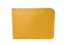 GOYARD ゴヤール ソルボンヌ クラッチバッグ セカンドバッグ ポーチ イエロー PVC レザー ヘリンボーン柄 良品 中古 66867