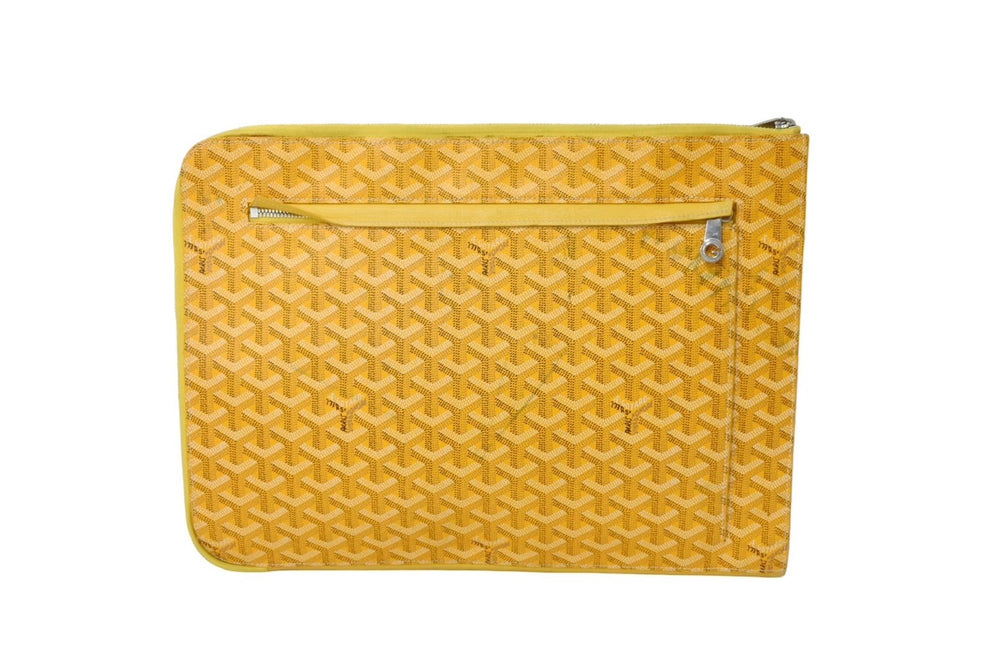 GOYARD ゴヤール ソルボンヌ クラッチバッグ セカンドバッグ ポーチ イエロー PVC レザー ヘリンボーン柄 良品 中古 66867