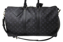 画像をギャラリービューアに読み込む, 新品同様 LOUIS VUITTON ルイヴィトン エクリプス キーポル バンドリエール45 ボストンバッグ M40569 シルバー金具 ブラック 中古 66871