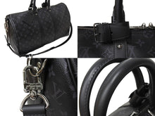 画像をギャラリービューアに読み込む, 新品同様 LOUIS VUITTON ルイヴィトン エクリプス キーポル バンドリエール45 ボストンバッグ M40569 シルバー金具 ブラック 中古 66871