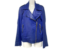 Load image into Gallery viewer, CHROME HEARTS クロムハーツ ダブルライダースジャケット ブルー メンズ 旧型 羊革 サイズS 中古 66875