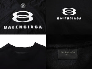 新品同様 BALENCIAGA バレンシアガ DECONSTRUCTED Tシャツ ロゴ ブラック ホワイト 768068 コットン サイズL 中古 66880