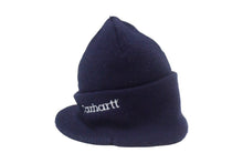 画像をギャラリービューアに読み込む, Carhartt カーハート ビンテージ 90s USA製 ツバ付 ニットキャップ ネイビー アクリル 美品 中古 66887