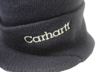 画像をギャラリービューアに読み込む, Carhartt カーハート ビンテージ 90s USA製 ツバ付 ニットキャップ ネイビー アクリル 美品 中古 66887