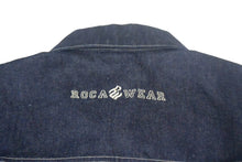 画像をギャラリービューアに読み込む, 極美品 ROCAWEAR ロカウェア デニムジャケット サイズXL ブランドロゴ 刺繍 インディゴブルー コットン ヴィンテージ 90s 中古 66900