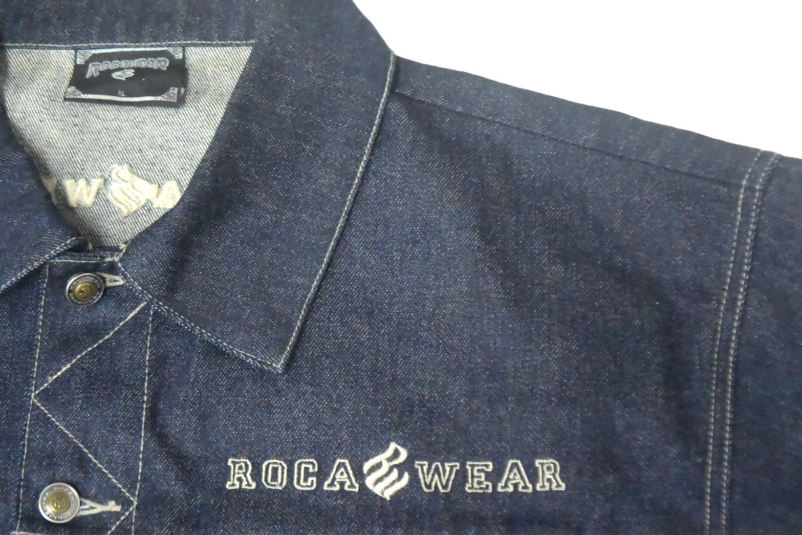 極美品 ROCAWEAR ロカウェア デニムジャケット サイズXL ブランドロゴ