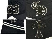 画像をギャラリービューアに読み込む, CHROME HEARTS クロムハーツ PPO HOCKEY JERSEY ホッケーシャツ サイズM レザークロスパッチ シルバー925 ブラック 美品 中古 66920