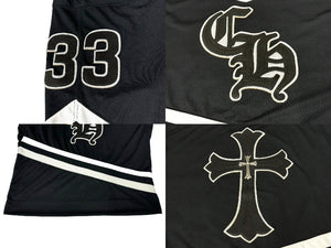 CHROME HEARTS クロムハーツ PPO HOCKEY JERSEY ホッケーシャツ サイズM レザークロスパッチ シルバー925 ブラック 美品 中古 66920