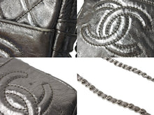 Load image into Gallery viewer, CHANEL シャネル デカココマーク マトラッセ メタリックチェーン ショルダーバッグ 27番台 カーフスキン シルバー 美品 中古 66943