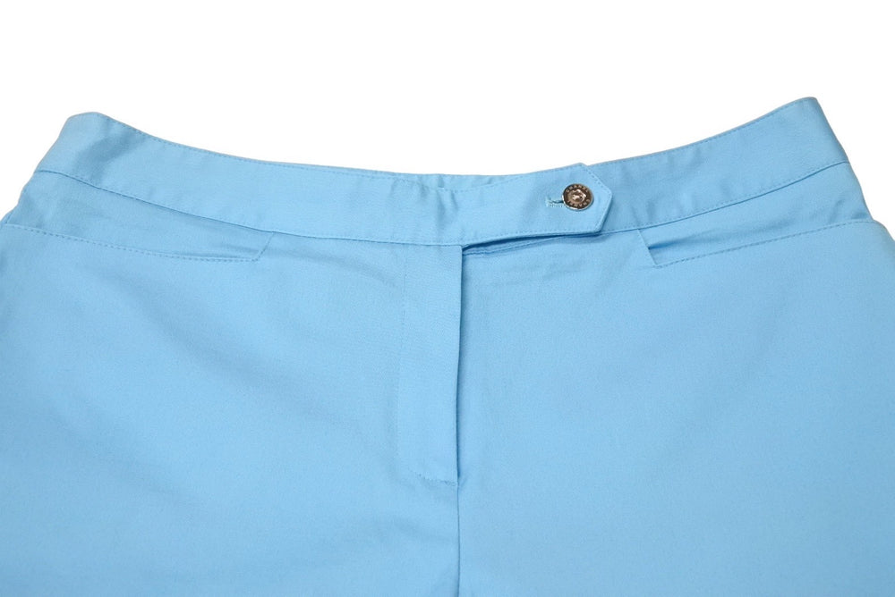 Very Good Condition CHANEL Pants Size 10 Here Mark Brand Logo Logo Button IDENTIFICATION Blue Embroidery Used 66944
