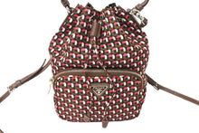 画像をギャラリービューアに読み込む, 極美品 PRADA プラダ ハンドバッグ 1N1864 巾着 ミニバッグ 総柄 マルチカラー ナイロン 中古 66945