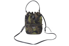 画像をギャラリービューアに読み込む, 極美品 PRADA プラダ ハンドバッグ 1N1864 迷彩 カモフラ 巾着 ミニバッグ ナイロン 中古 66955