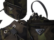 画像をギャラリービューアに読み込む, 極美品 PRADA プラダ ハンドバッグ 1N1864 迷彩 カモフラ 巾着 ミニバッグ ナイロン 中古 66955