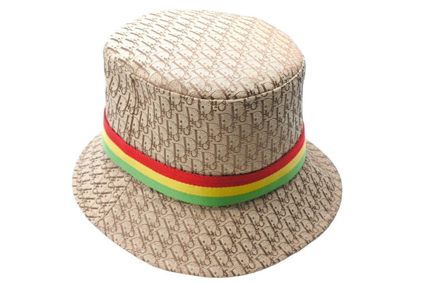 ChristianDior Bucket Hat Trotter Pattern Rasta TTK04010 Beige Red Yellow Green Size 58 66956