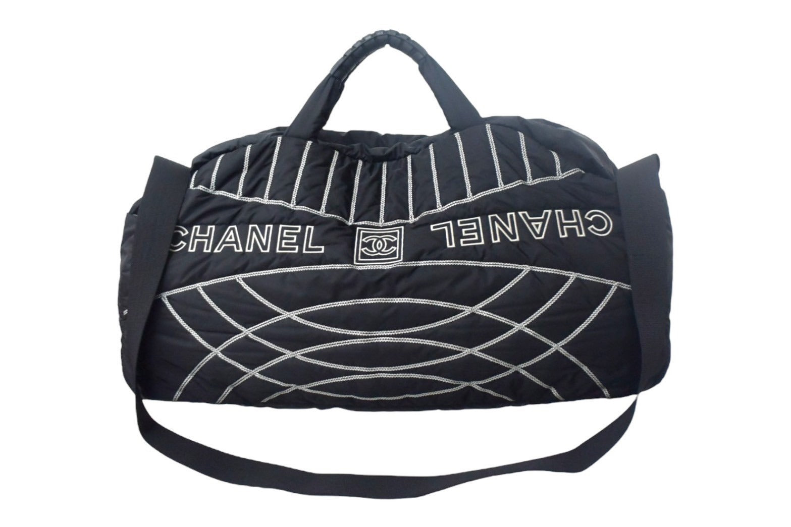 CHANEL シャネル スポーツライン スポーツバッグ ボストンバッグ 2WAY ショルダーバッグ ナイロン ブラック ホワイト 美品 中古  66961 – Casanova Vintage