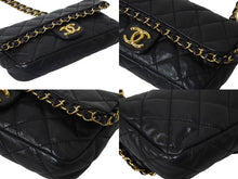 画像をギャラリービューアに読み込む, CHANEL シャネル ラグジュアリーライン マトラッセ チェーン ショルダーバッグ 14番台 アラウンド ブラック カーフスキン ゴールド金具 美品 中古 66962