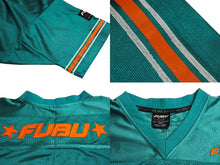 Load image into Gallery viewer, FUBU THE COLLECTION フブ ゲームシャツ ホッケーシャツ サイズXXL ポリエステル グリーン オレンジ メッシュ 美品 中古 66990