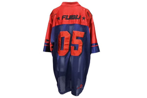 FUBU フブ ゲームシャツ フットボールシャツ ヴィンテージ サイズXL ネイビー レッド メッシュ ポリエステル 美品 中古 66991