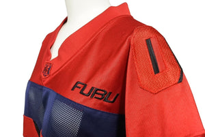 FUBU フブ ゲームシャツ フットボールシャツ ヴィンテージ サイズXL ネイビー レッド メッシュ ポリエステル 美品 中古 66991