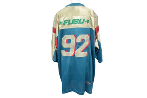 FUBU THE COLLECTION フブ ゲームシャツ ホッケーシャツ サイズXL ポリエステル ブルー レッド ゴールド メッシュ 美品 中古 66992