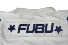 Load image into Gallery viewer, FUBU フブ ホッケー半袖Ｔシャツ 05 ボーダー メッシュ ポリエステル ホワイト ブルー サイズL 美品 中古 66997