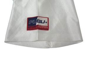 FUBU フブ ホッケー半袖Ｔシャツ 05 ボーダー メッシュ ポリエステル ホワイト ブルー サイズL 美品 中古 66997