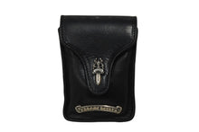 画像をギャラリービューアに読み込む, CHROME HEARTS クロムハーツ シガレットケース ダガー レザー ブラック シルバー925 美品 中古 67011