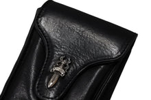 画像をギャラリービューアに読み込む, CHROME HEARTS クロムハーツ シガレットケース ダガー レザー ブラック シルバー925 美品 中古 67011