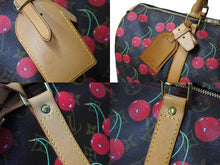 画像をギャラリービューアに読み込む, LOUIS VUITTON ルイヴィトン モノグラムチェリー キーポル45 ボストンバッグ M95011 村上隆 レッド ブラウン ロゴ 旅行バッグ 美品 中古 67018