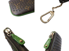 画像をギャラリービューアに読み込む, LOUIS VUITTON ルイヴィトン ペルフォ ポシェットクレ コインケース M95186 モノグラムペルフォ ブラウン グリーン 美品 中古 67019