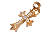 画像をギャラリービューアに読み込む, 極美品 CHROME HEARTS クロムハーツ 22K 22K スモールクロス withベイル パヴェダイヤ ペンダント 中古 67023